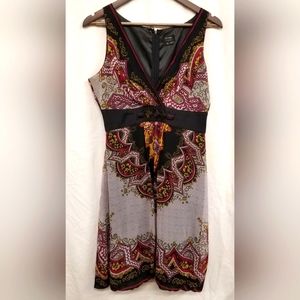 Nicole Miller Multi Color Wide Strap Low V SZ 8 Dress